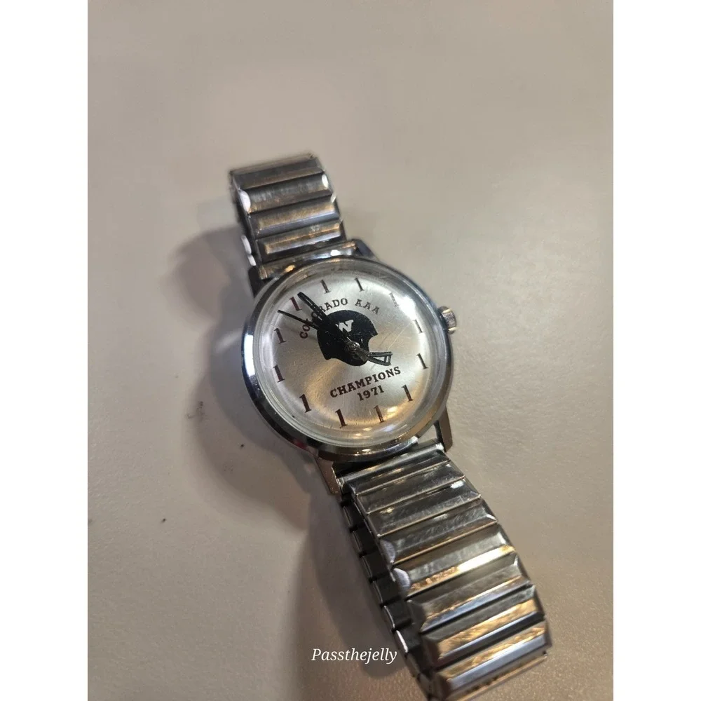 Vtg Colorado AAA Champions 1971 Automatic Watch Mens‎ Silver Dial